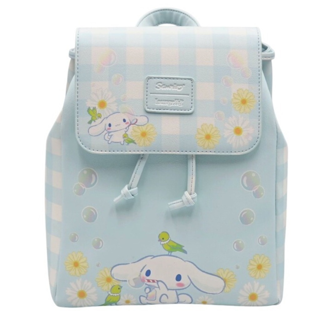 Sanrio Loungefly Cinnamoroll Blue Gingham Daisy Backpack Purse NWT